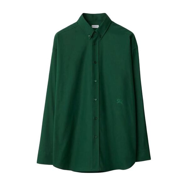 BURBERRY EKD-embroidered cotton shirt Men's size S Color: Ivy - Picture 1 of 5